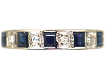18ct Gold Sapphire & Diamond Half Eternity Ring