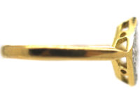 Art Deco 18ct Gold & Platinum, Diamond Shaped Diamond Set Ring