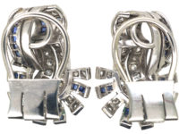 Art Deco 18ct White Gold, Sapphire & Diamond Clip On Earrings