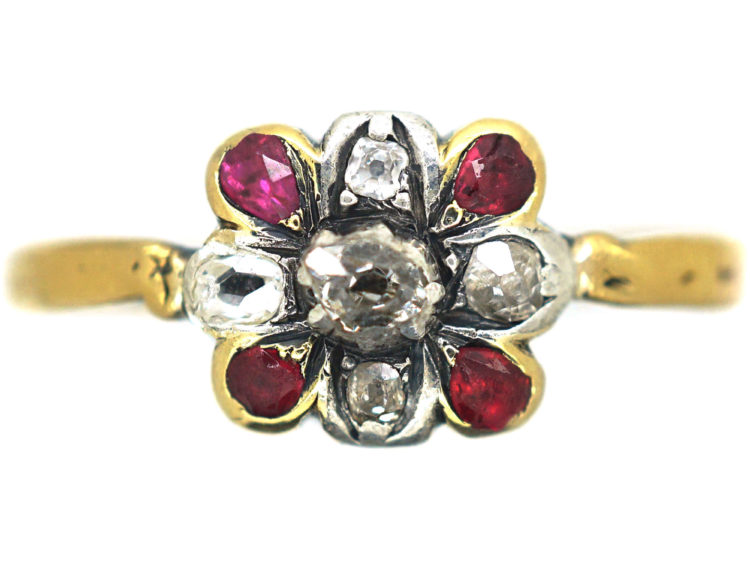 Georgian 18ct Gold, Ruby & Diamond Ring