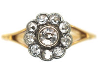 Edwardian 18ct Gold & Diamond Cluster Ring