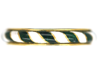 Victorian 18ct Gold Green & White Enamel Ring