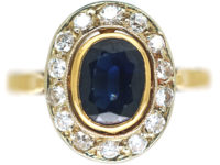 18ct Gold Sapphire & Diamond Oval Cluster Ring