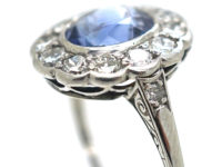 Early 20th Century Platinum, Sapphire & Diamond Cluster Ring
