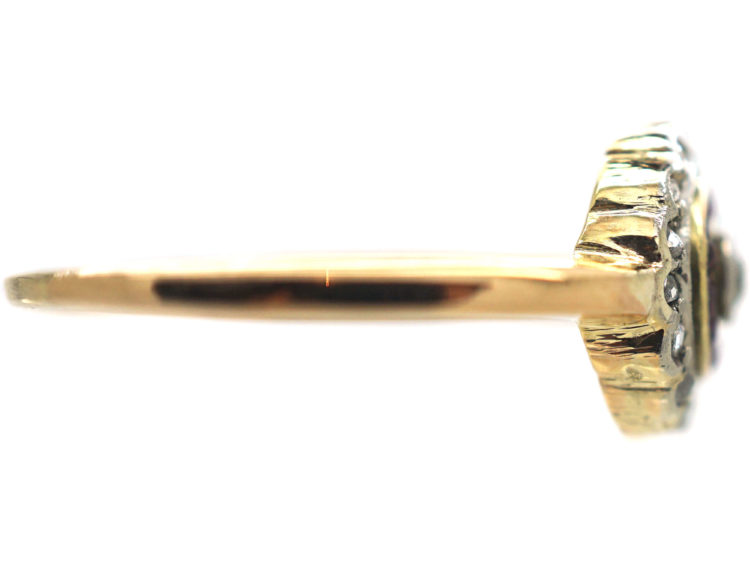 Art Deco 18ct Gold & Platinum, Diamond & Ruby Target Ring