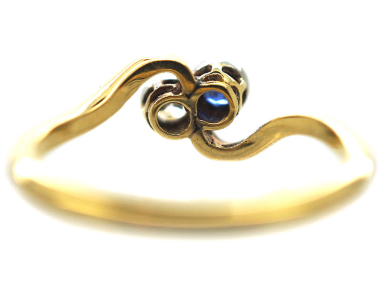 Edwardian 18ct Gold, Sapphire & Diamond Twist Ring