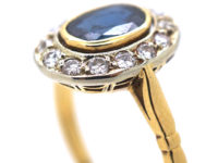 18ct Gold Sapphire & Diamond Oval Cluster Ring