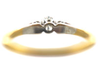 Art Deco 18ct Gold & Platinum, Diamond Solitaire Ring With Shoulder Details
