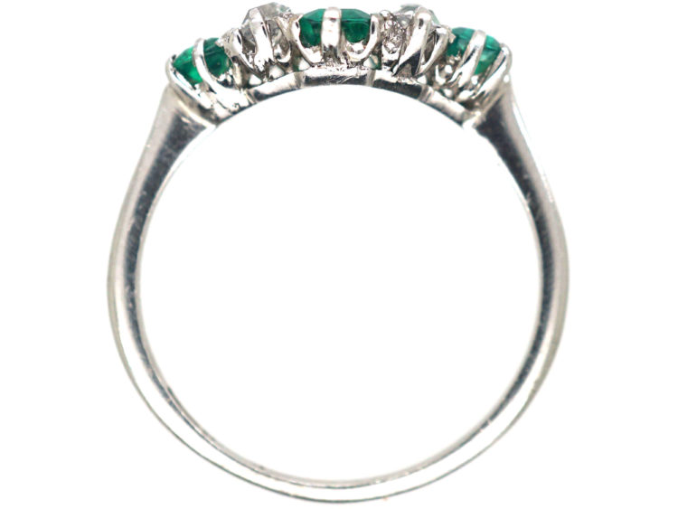 Art Deco Emerald & Diamond Three Stone Ring