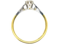 Art Deco 18ct Gold & Platinum, Diamond Solitaire Ring With Shoulder Details