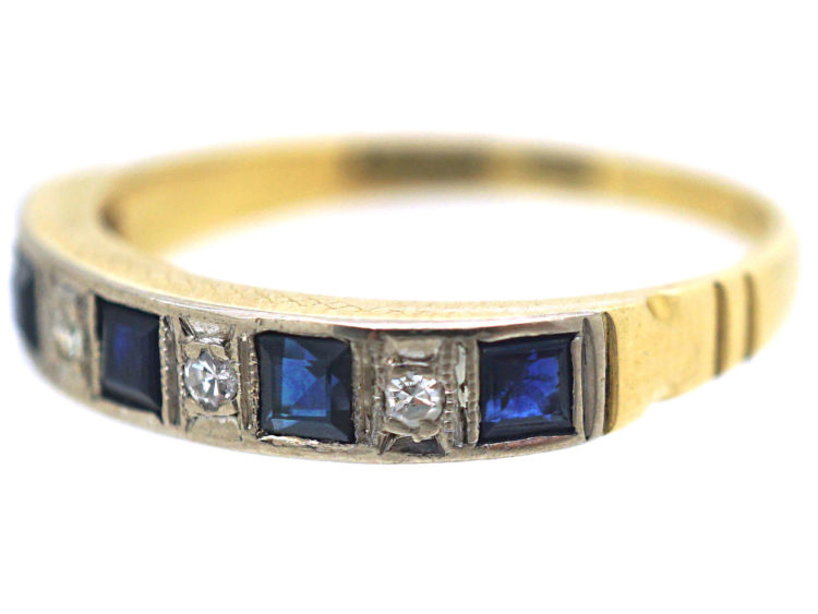 18ct Gold Sapphire & Diamond Half Eternity Ring