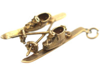 9ct Gold Skis & Poles Pendant / Charm