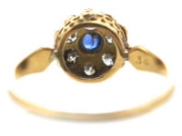 Edwardian 18ct Gold, Diamond & Sapphire Cluster Ring