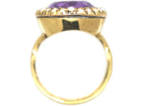 Large 15ct Gold Amethyst & Natural Split Pearl Ring
