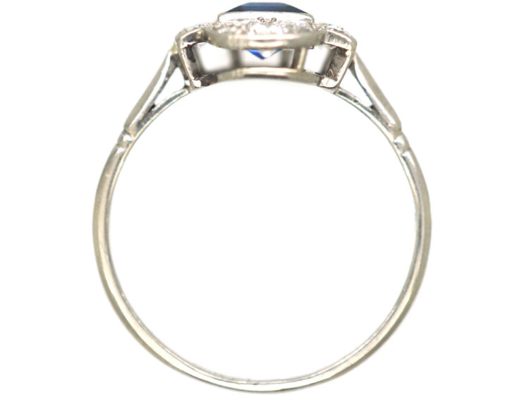 Art Deco Platinum, Sapphire & Diamond Geometric Ring