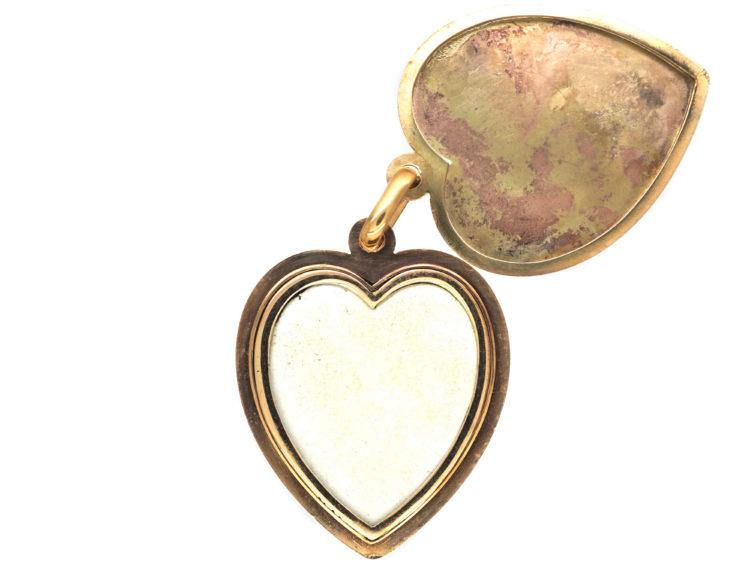Edwardian Large 9ct Gold Plain Heart Locket
