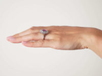 Platinum, Pink Sapphire & Diamond Large Oval Cluster Ring