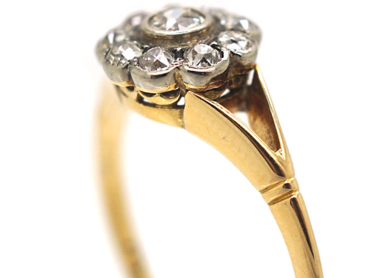 Edwardian 18ct Gold & Diamond Cluster Ring