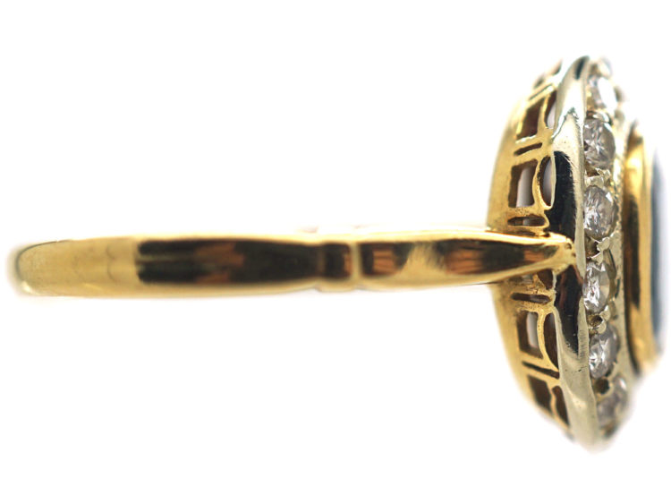 18ct Gold Sapphire & Diamond Oval Cluster Ring