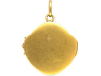 Art Nouveau 18ct Gold & Diamond Locket with Lady with Flowing Hair