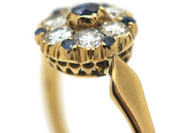 Edwardian 18ct Gold, Diamond & Sapphire Cluster Ring