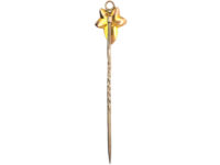 Edwardian 9ct Gold Ivy Leaf Tie Pin set with a Turquoise