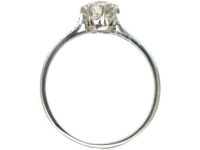 Edwardian Platinum & Diamond Solitaire Ring with Diamond set Shoulders