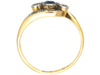 Edwardian 18ct Gold & Platinum Sapphire & Diamond Twist Ring