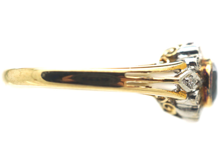 Early 20th Century 14ct Gold Sapphire & Diamond Cluster Ring