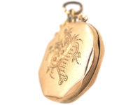Edwardian 9ct Back & Front Octagonal Locket with Swallow & Flower Basket Motif