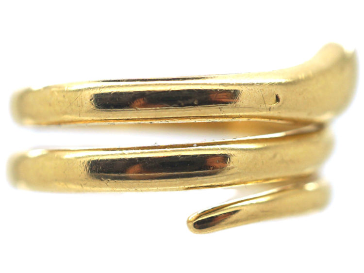 Victorian 18ct Gold Snake Ring with Ruby Eyes