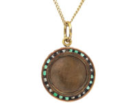 Art Nouveau 15ct Gold, Diamond & Emerald Pendant of a Lady on 9ct Gold Chain