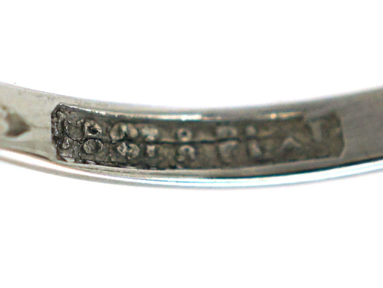 Art Deco 18ct Gold & Platinum, Diamond Solitaire Ring with Diamond Set Shoulders