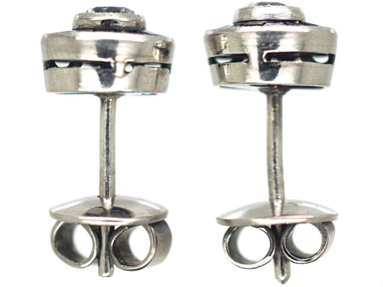 Art Deco 18ct White Gold, Sapphire & Diamond Target Earrings