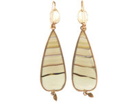 Georgian 9ct Gold & Banded Agate Drop Earrings