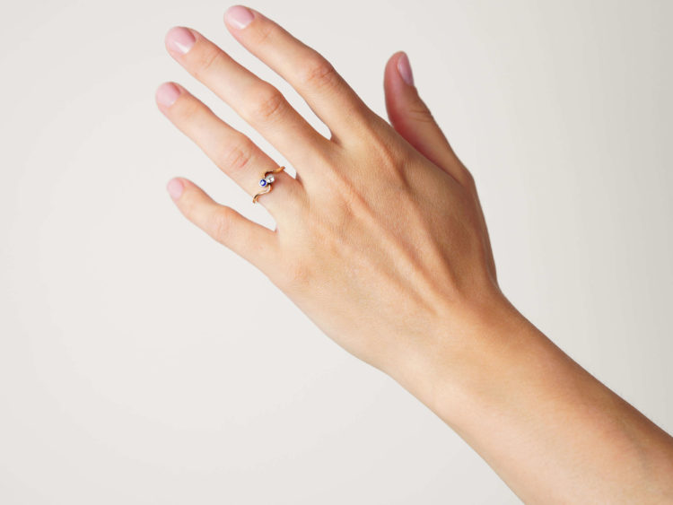 Edwardian 18ct Gold, Sapphire & Diamond Twist Ring