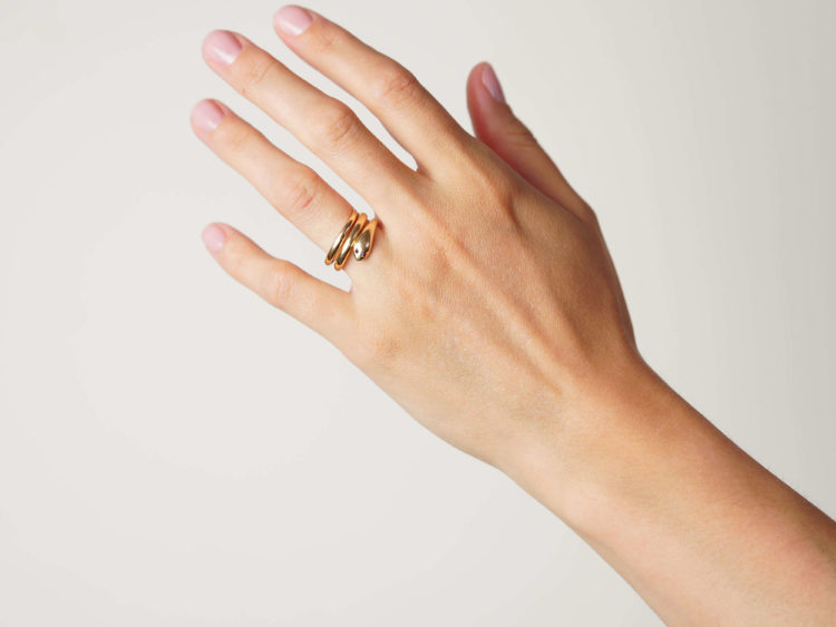 Victorian 18ct Gold Snake Ring with Ruby Eyes