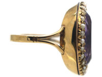 Large 15ct Gold Amethyst & Natural Split Pearl Ring
