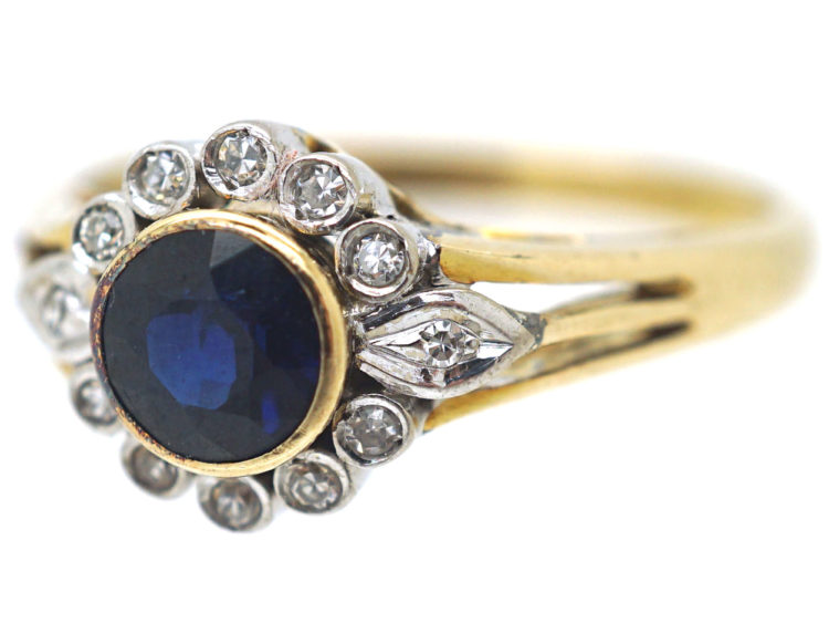 Early 20th Century 14ct Gold Sapphire & Diamond Cluster Ring