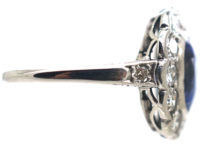 Early 20th Century Platinum, Sapphire & Diamond Cluster Ring