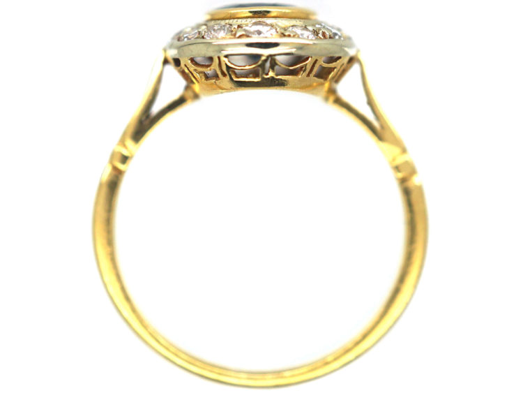 18ct Gold Sapphire & Diamond Oval Cluster Ring