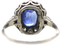 Early 20th Century Platinum, Sapphire & Diamond Cluster Ring