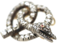 Victorian Coily Snake Brooch / Pendant set with Diamonds