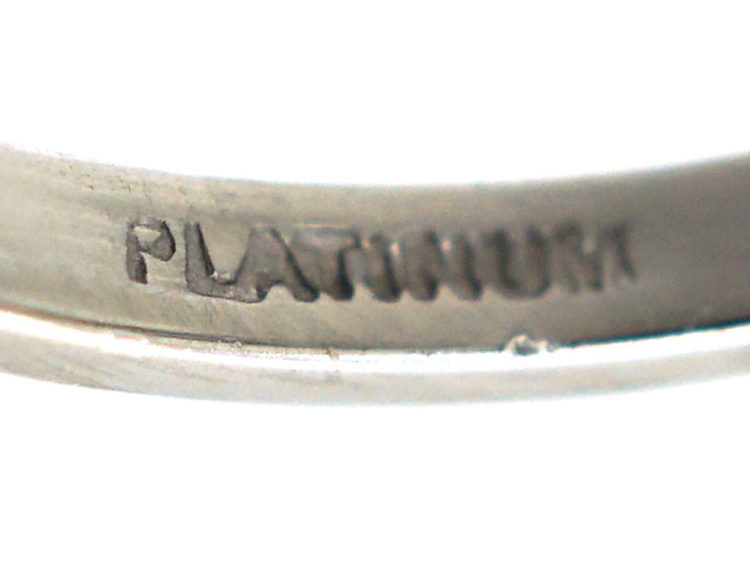 Art Deco Platinum Seven Stone Baguette Step Cut Diamond Ring