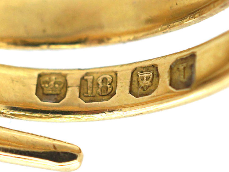 Victorian 18ct Gold Snake Ring with Ruby Eyes