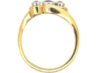 Edwardian 18ct Gold, Sapphire & Diamond Crossover Ring