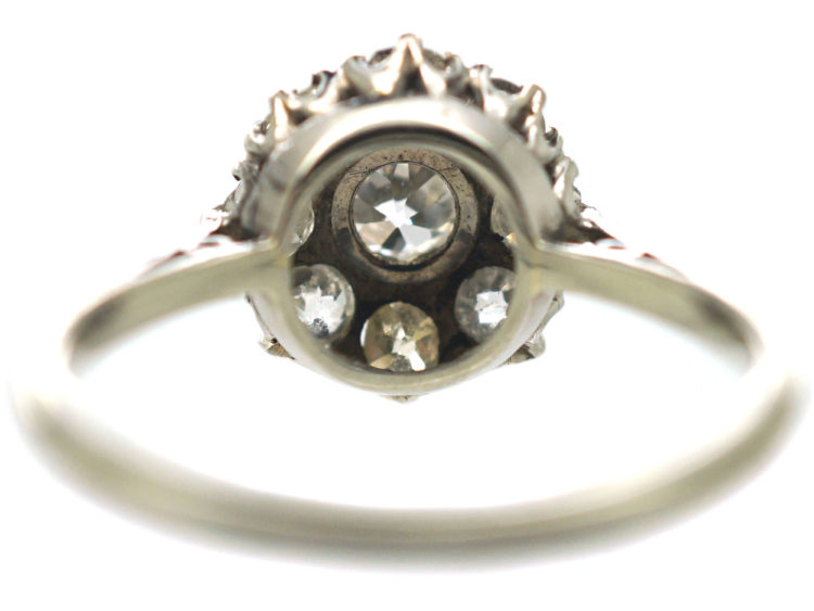 18ct White Gold & Platinum, Diamond Daisy Cluster Ring