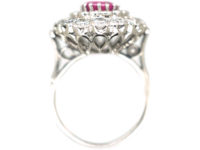 Platinum, Pink Sapphire & Diamond Large Oval Cluster Ring