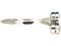 Edwardian 14ct White Gold Two Stone Diamond Crossover Ring