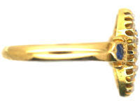 Victorian 18ct Gold Sapphire & Rose Cut Diamond Marquise Shaped Ring